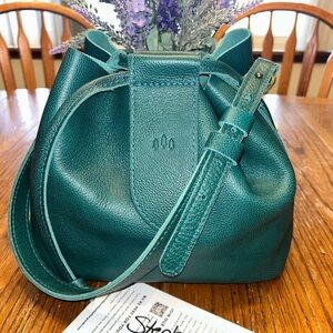 Portland leather large firefly Leather Bucket Bag in sea glass